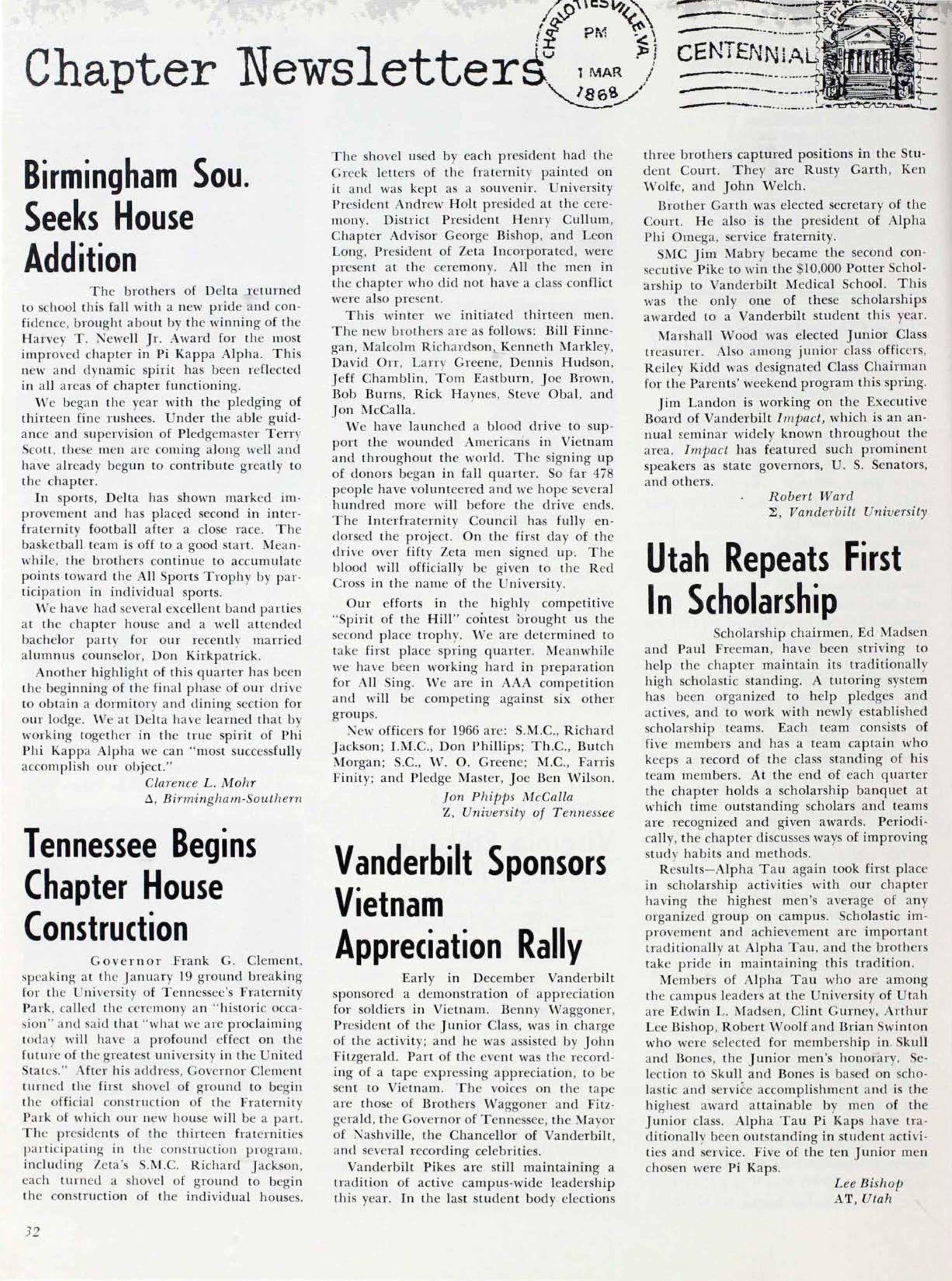 Chapter Newsletters, June 1966